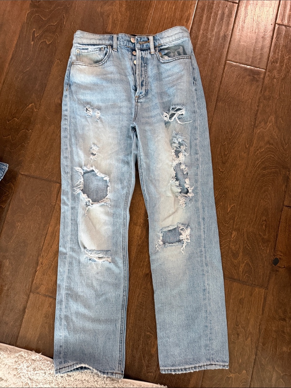 BDG Light Blue Distressed Straight Leg Jeans